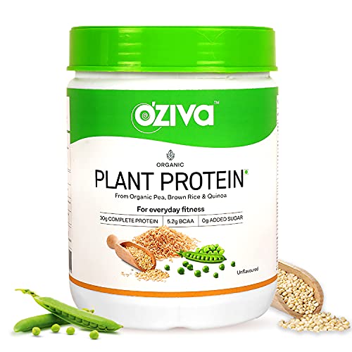OZiva Organic Plant Protein | Pea Protein and Brown Rice | Vegan | Everyday Fitness | Unflavoured