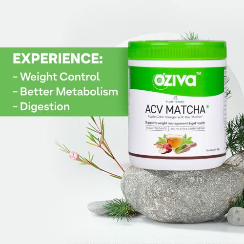 OZiva Plant Based Apple Cider Vinegar Matcha | With Mother | Weight Loss | Better Metabolism