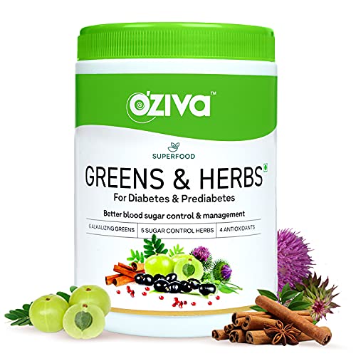 OZiva Superfood Greens and Herbs for Diabetes | Better Blood Sugar Control | Fenugreek