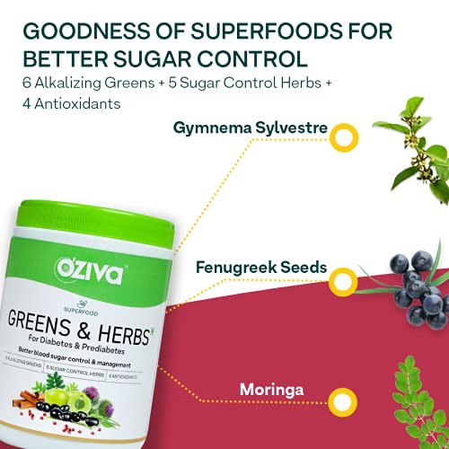OZiva Superfood Greens and Herbs for Diabetes | Better Blood Sugar Control | Fenugreek