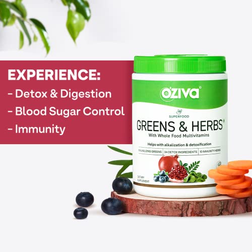 OZiva Superfood Greens and Herbs | Alkalising Herbs | Detox and Digestion | Better Metabolism