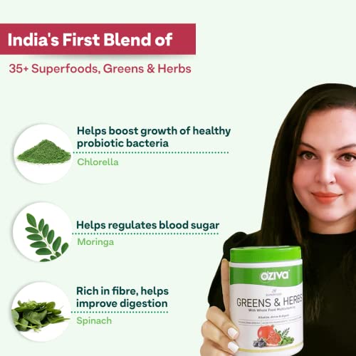 OZiva Superfood Greens and Herbs | Alkalising Herbs | Detox and Digestion | Better Metabolism
