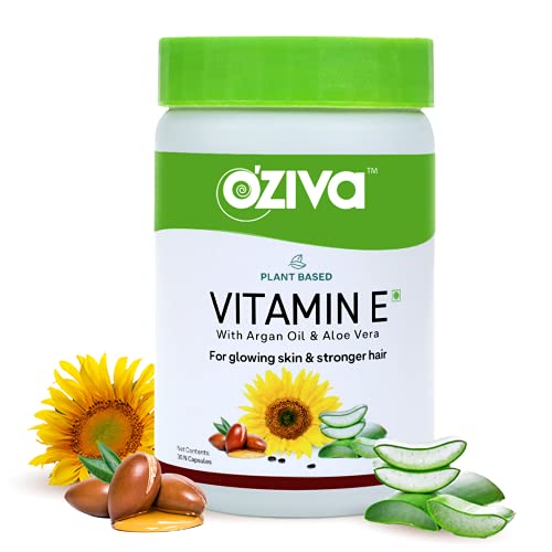 OZiva Plant Based Vitamin E | Sunflower | Aloe Vera and Argan Oil | Skin and Hair Glow