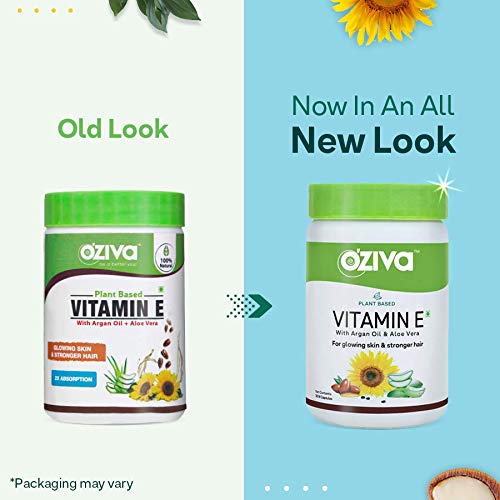 OZiva Plant Based Vitamin E | Sunflower | Aloe Vera and Argan Oil | Skin and Hair Glow