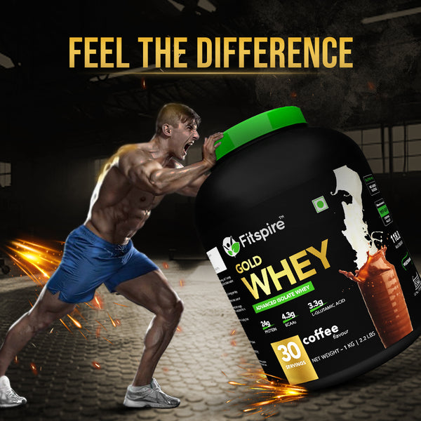 Fitspire Advanced Isolate Gold Whey Protein | Muscle Growth and Recovery | Gluten-Free | Coffee