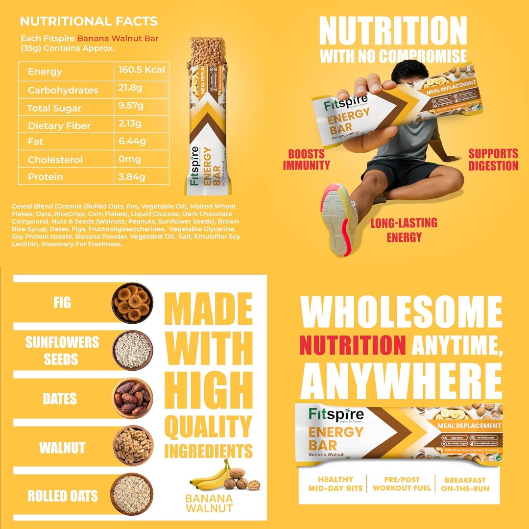 Fitspire Fit Nutrition Energy Bar | Healthy | Sugar Free | Hazelnut