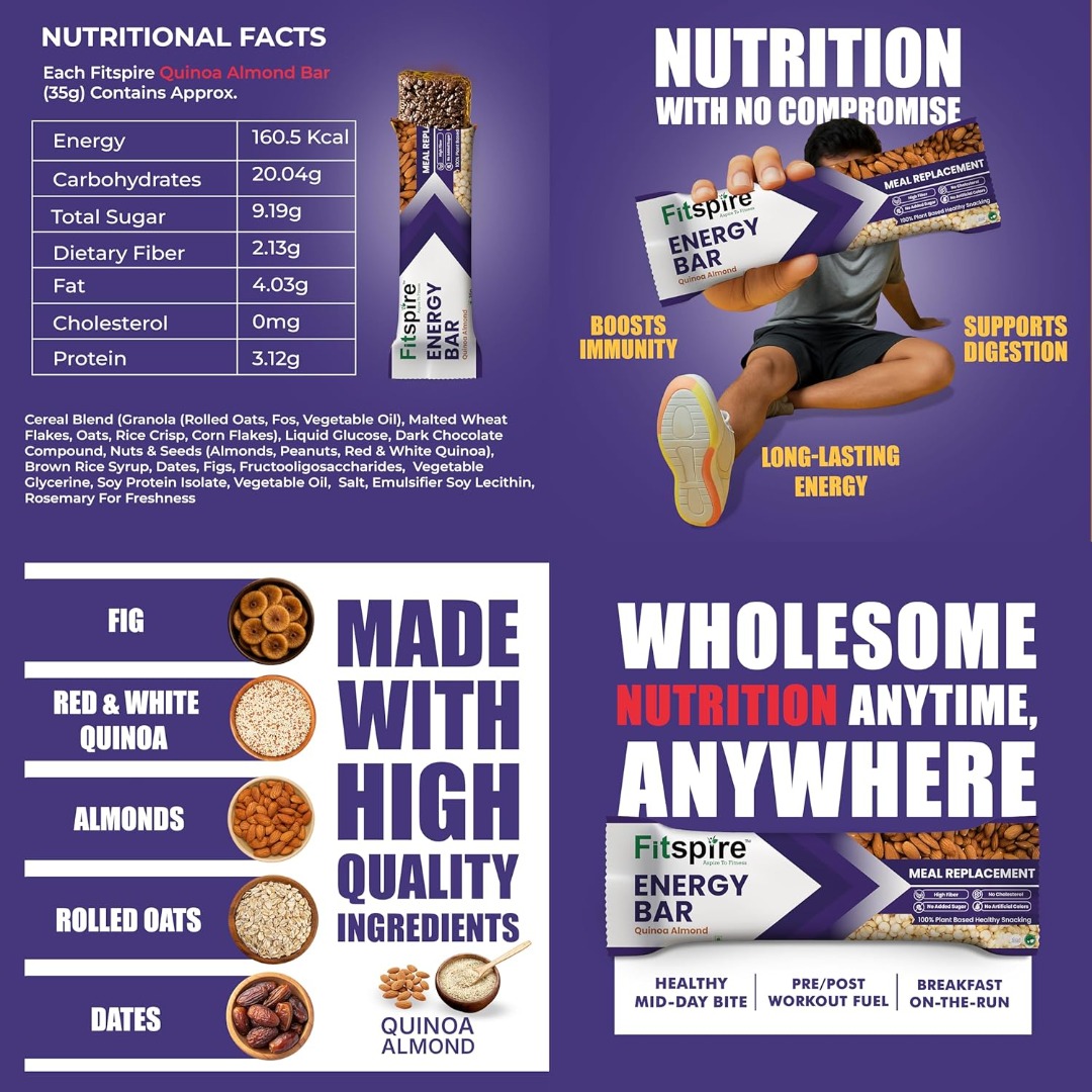 Fitspire Fit Nutrition Energy Bar | Healthy | Sugar Free | Hazelnut