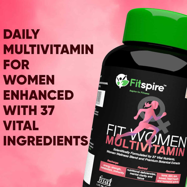 Fitspire Fit Women Multivitamin | 37 Vital Nutrients | Immunity | Hair | Skin and Digestion