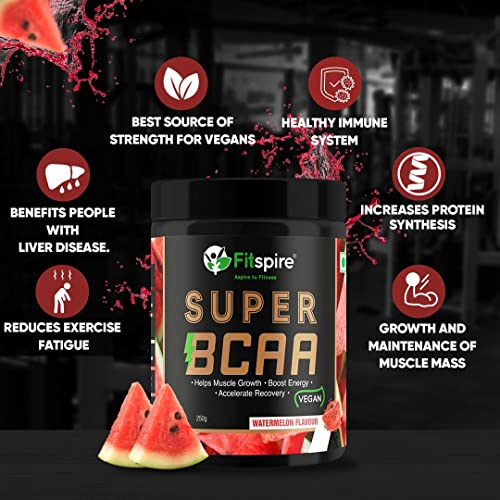 Fitspire Super Gold BCAA | Vegan Intra Workout | Muscle Recovery | Endurance | Watermelon