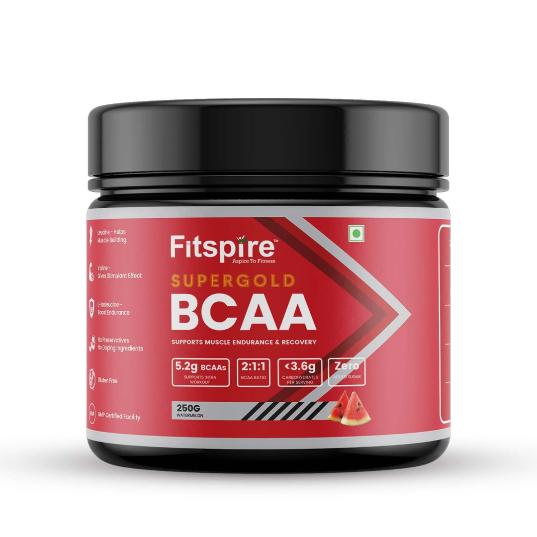 Fitspire Super Gold BCAA | Vegan Intra Workout | Muscle Recovery | Boosts Energy | Watermelon
