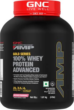 GNC AMP Gold Series Whey Protein | 24g Protein Per Scoop | Muscle Recovery | Vanilla Ice Cream