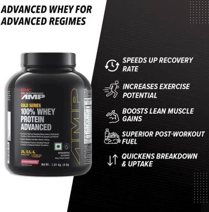GNC AMP Gold Series Whey Protein | 24g Protein Per Scoop | Muscle Recovery | Vanilla Ice Cream