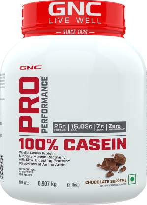 GNC Pro Performance Micellar Casein | 25g Protein Per Scoop | Overnight Muscle Recovery | Chocolate Supreme