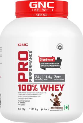 GNC Pro Performance 100% Whey Protein | 24g Protein per 36g Scoop | DigeZyme Blend | Lean Muscle | Cafe Mocha