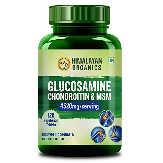 Himalayan Organics Glucosamine HCl | Chondroitin | MSM and Boswellia | Bone and Joint Support