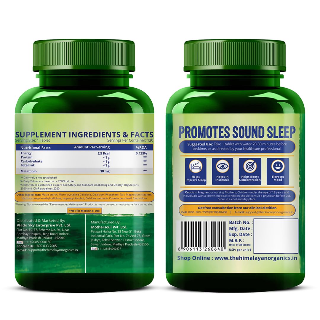 Himalayan Organics Melatonin 10mg | Healthy Sleep Cycle