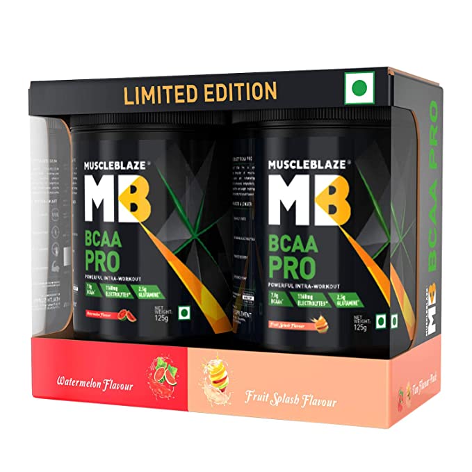 MuscleBlaze BCAA Pro | 7g Vegan BCAAs | Electrolytes | 2.5g Glutamine | Watermelon Splash