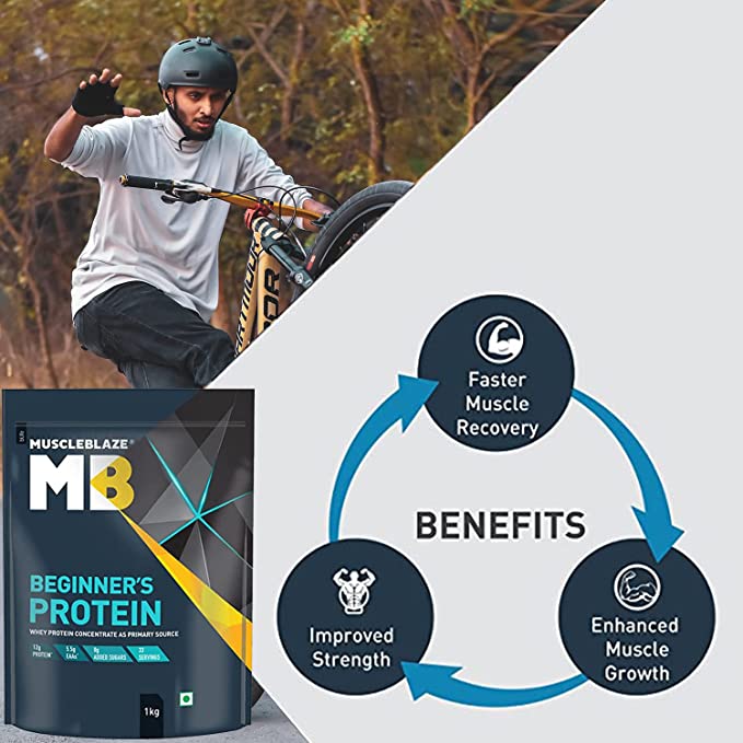 MuscleBlaze Beginner Whey Protein | No Added Sugar | Muscle Building | Chocolate
