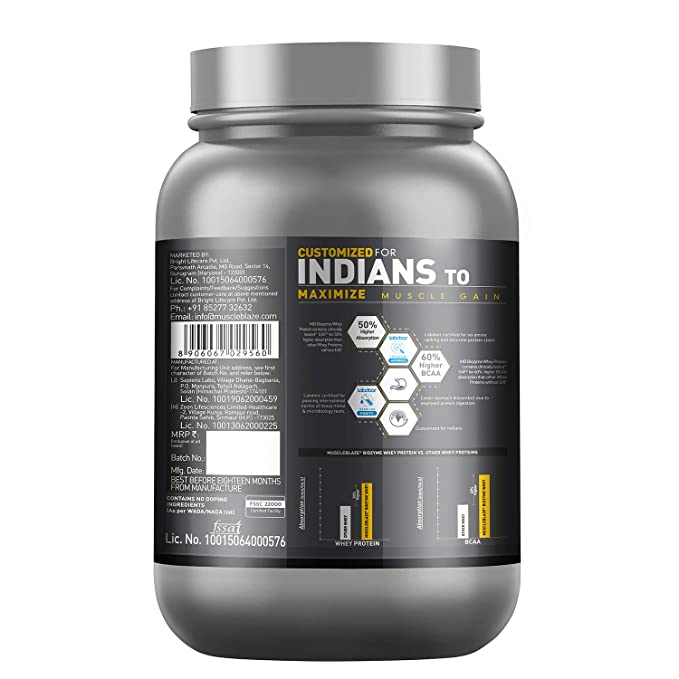 MuscleBlaze Biozyme Whey Isolate | 27g Protein | 100%Isolate | EAF | Labdoor Certified | Cream Chocolate