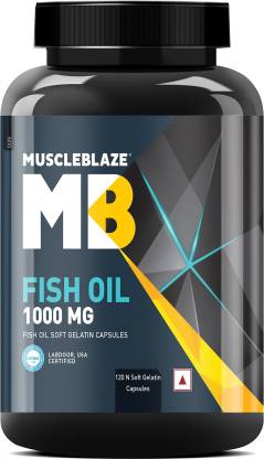 MuscleBlaze Omega 3 Fish Oil 1000mg | 180mg EPA and 120mg DHA | Labdoor USA Certified | Joint Health