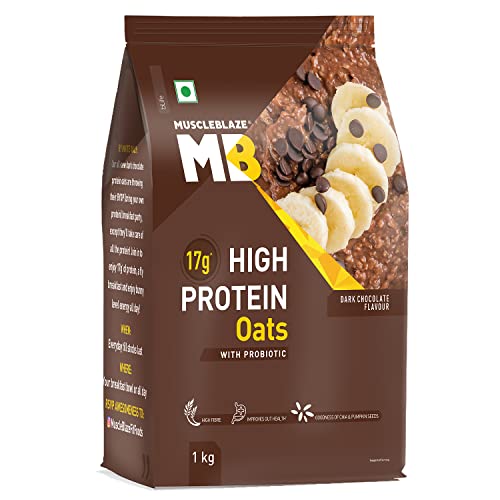 MuscleBlaze High Protein Oats | Added Probiotic | Gluten-Free | Dark Chocolate