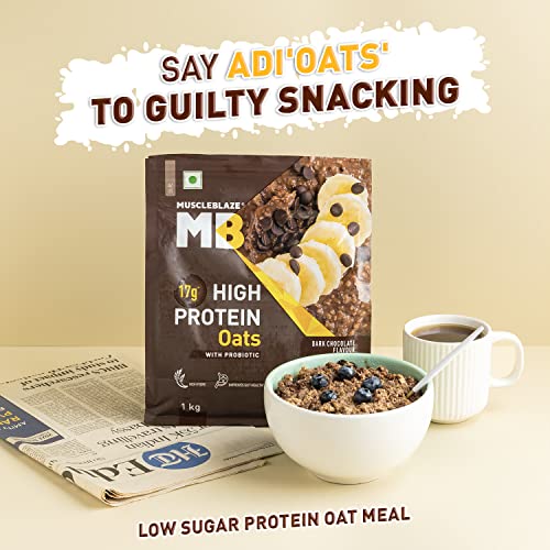 MuscleBlaze High Protein Oats | Added Probiotic | Gluten-Free | Dark Chocolate