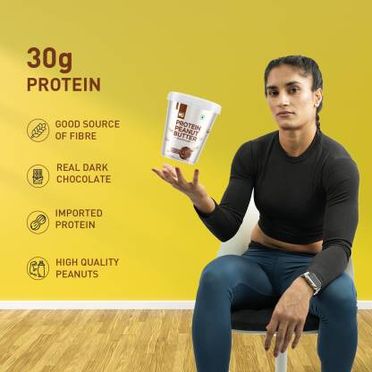 MuscleBlaze High Protein Peanut Butter | Pea and Whey Protein | 30g Protein | Dark Chocolate | Crunchy