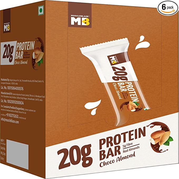 MuscleBlaze Protein Bar | 20g Protein | Gluten-Free | Healthy Fitness Snack