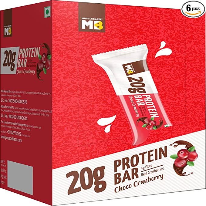 MuscleBlaze Protein Bar | 22g Protein | Zero Added Sugar | Gluten-Free