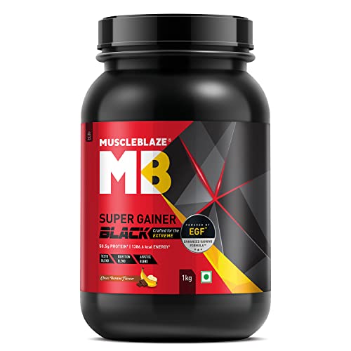 MuscleBlaze Super Gainer Black | EGF | Appetite and Testo Blend | Muscle Mass Gain | Chocolate