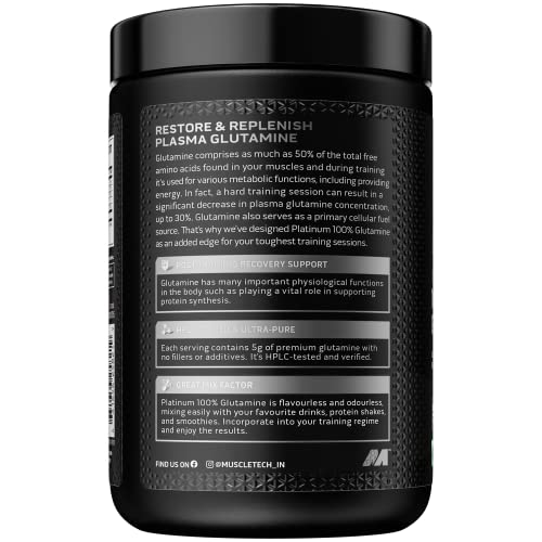 MuscleTech Platinum 100% L-Glutamine | 5g per Serving | Muscle Recovery | Unflavoured