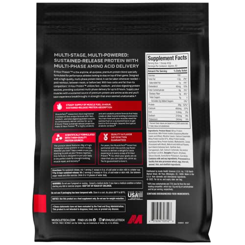 MuscleTech Platinum 8-Hour Protein | Slow-Release Blend | Sustained Muscle Fuel | Chocolate