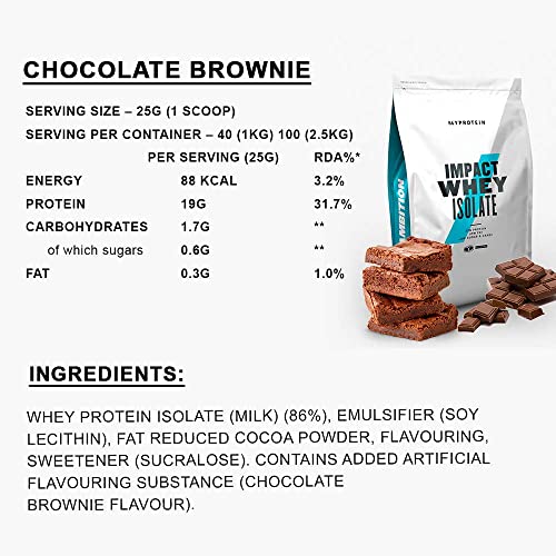 MyProtein Impact Whey Isolate | 23g Protein | Low Fat | Muscle Recovery | Chocolate Brownie