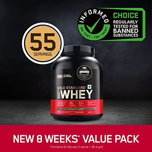 ON Gold Standard 100% Whey | 24g Protein | 5.5g BCAA | Whey Isolate Primary | Muscle Recovery | Double Rich Chocolate