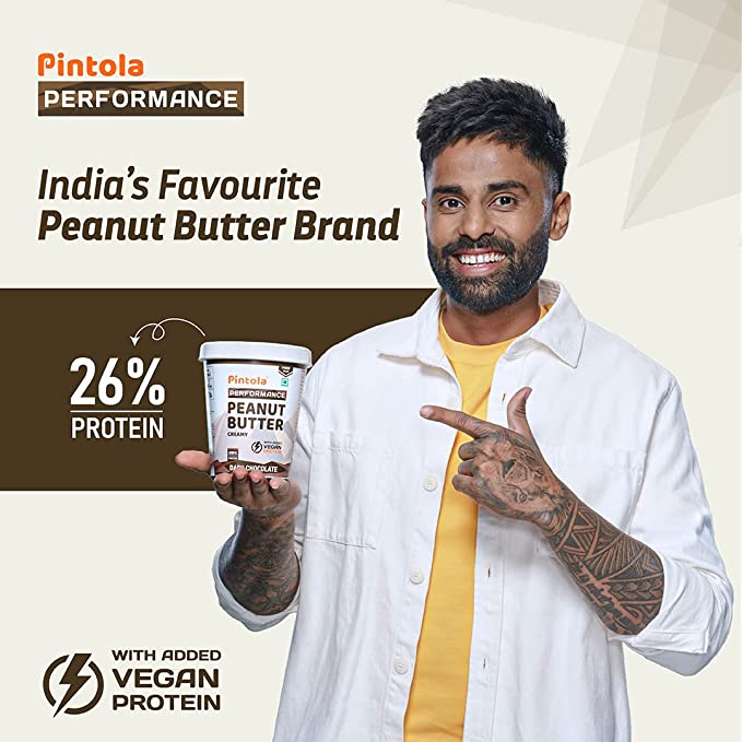 Pintola Dark Chocolate Performance Peanut Butter | 26g Vegan Protein | High Fibre | Crunchy