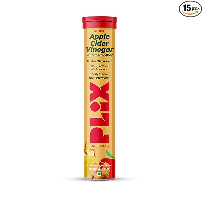 PLIX Apple Cider Vinegar Effervescent | Vitamin B12 | Lemon Ginger