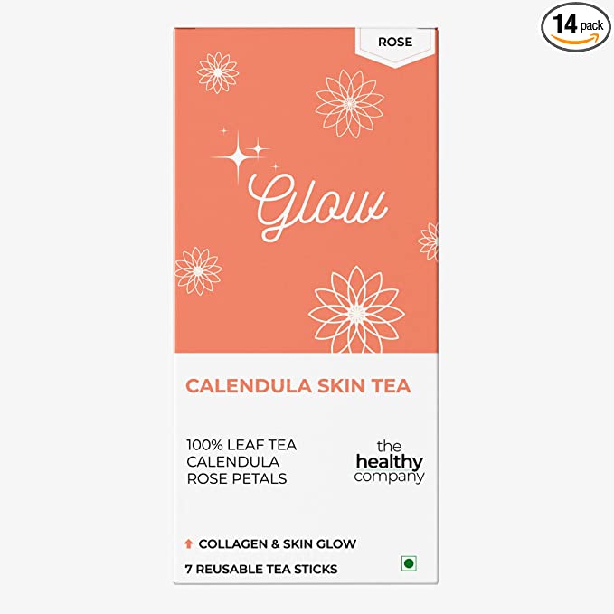 The Healthy Company Glow Skincare Tea | Rose and Calendula | Collagen Boost | Skin Glow