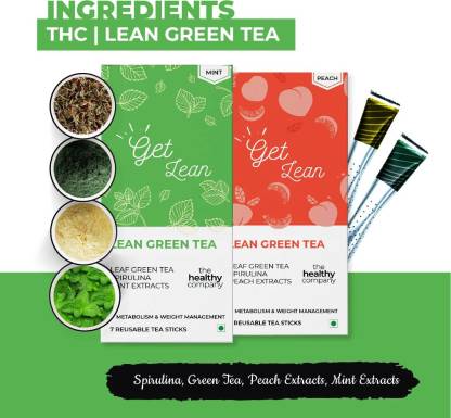 The Healthy Company Lean Green Tea | Spirulina | Mint Peach | Fat Loss and Detox