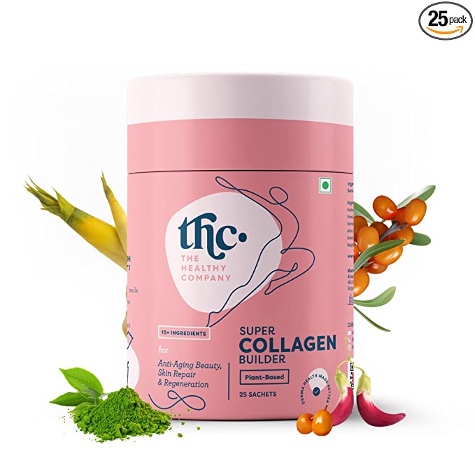 The Healthy Company Plant Based Super Collagen Builder | Boost Collagen | Skin Glow | 25 Sachets