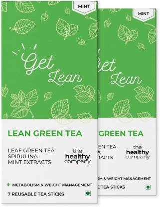 The Healthy Company Lean Green Tea | Spirulina | Mint | Fat Loss and Detox | 2-Pack