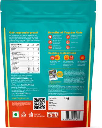 YogaBar 100% Rolled Oats | Gluten-Free | High Fibre | Ideal Breakfast