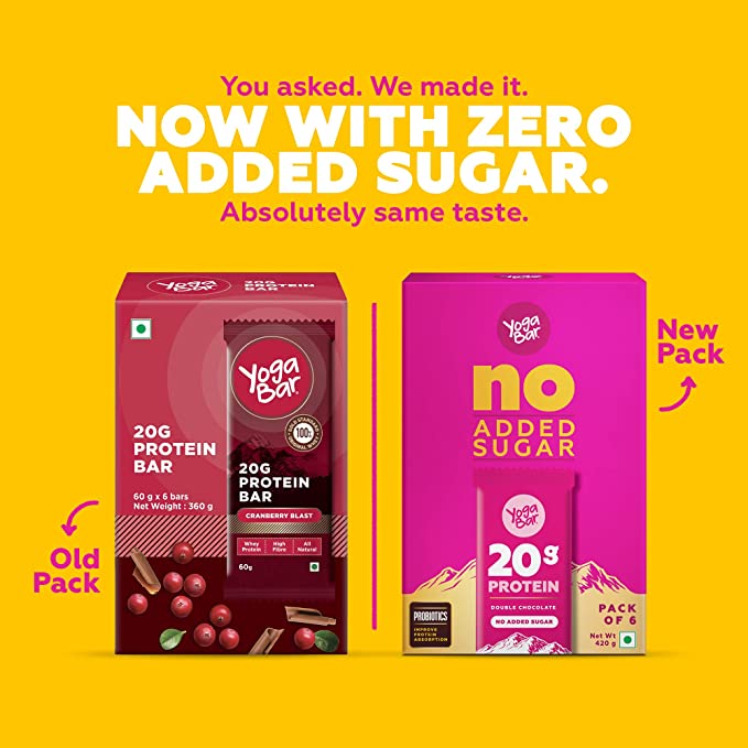 YogaBar 20g Protein Bar | No Added Sugar | Double Chocolate
