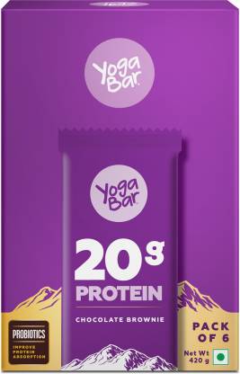 YogaBar 20g Protein Bar | Whey Protein | Omega-3 | 10g Fibre | Gluten-Free | Chocolate Brownie