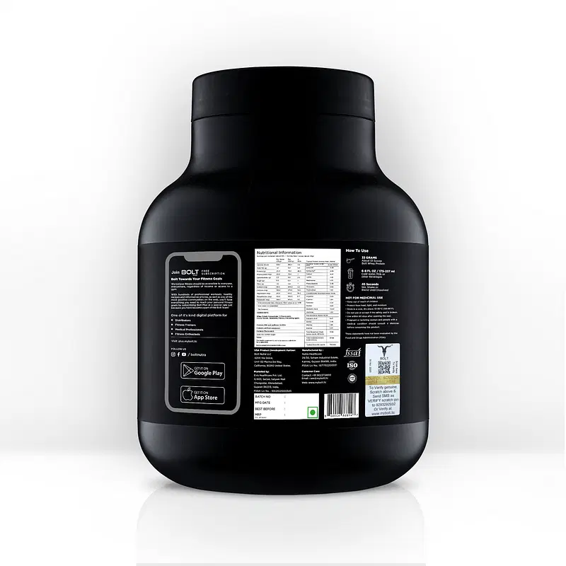 Bolt 100% USA Made Whey Protein | Phycocyanin | Quick Muscle Recovery | Vegetarian | Multiple Flavours