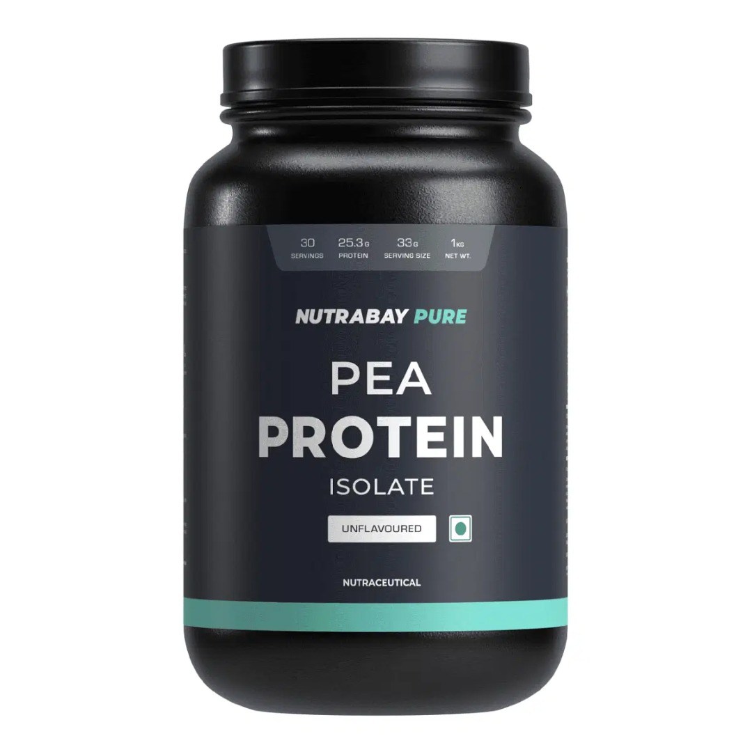 Nutrabay Pure Pea Protein Isolate | 25.3g Protein | 5g BCAA | Vegan Plant Protein | Unflavoured
