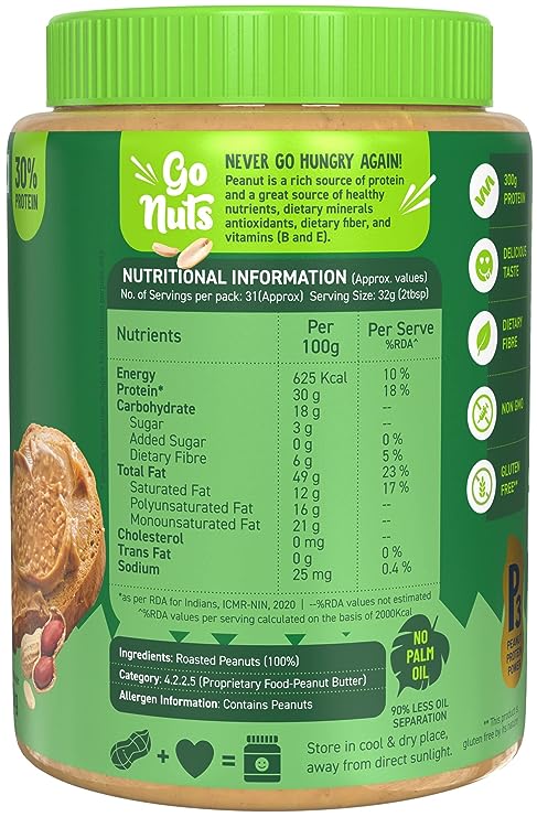 Alpino Natural Peanut Butter | 30g Protein | 100% Roasted Peanuts | No Added Sugar | Crunchy