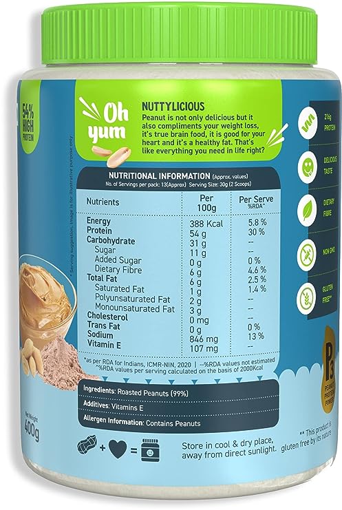 Alpino Natural Peanut Butter Powder | 50% Protein | 85% Less Fat | Unsweetened | Vegan