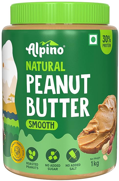 Alpino Natural Peanut Butter | 30g Protein | 100% Roasted Peanuts | No Added Sugar | Smooth