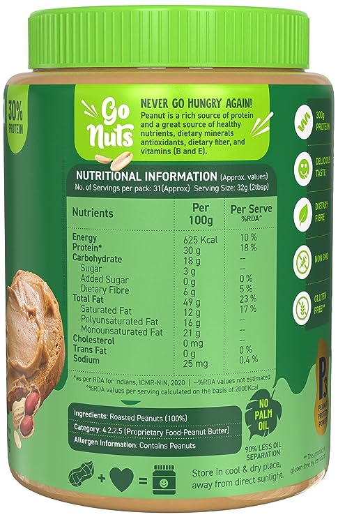 Alpino Natural Peanut Butter | 30g Protein | 100% Roasted Peanuts | No Added Sugar | Smooth