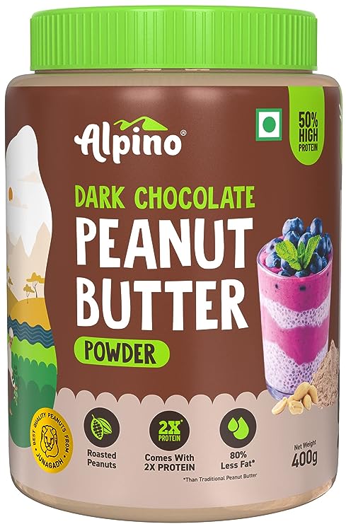 Alpino Peanut Butter Powder | Dark Chocolate | 50% Protein | 85% Less Fat | Vegan